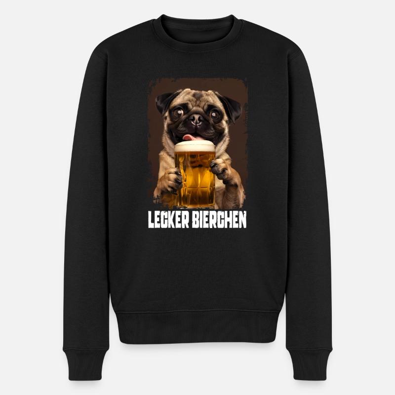 Délicieux carlin de bière - Pull Premium bio Homme - noir