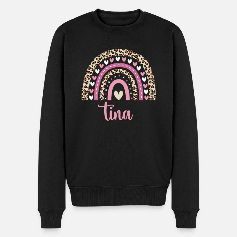 Tina Regenbogen Name Geburtstag Tina - Männer Premium Bio Pullover - Schwarz
