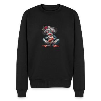 Elegant frog lady with hat - Men's Premium Organic Jumper - black - Front - Nico (187cm)