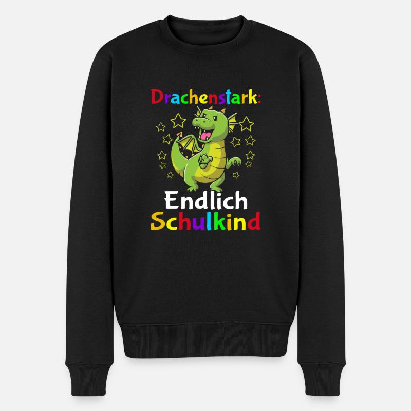 Drachenstark Endlich Schulkind - Männer Premium Bio Pullover - Schwarz