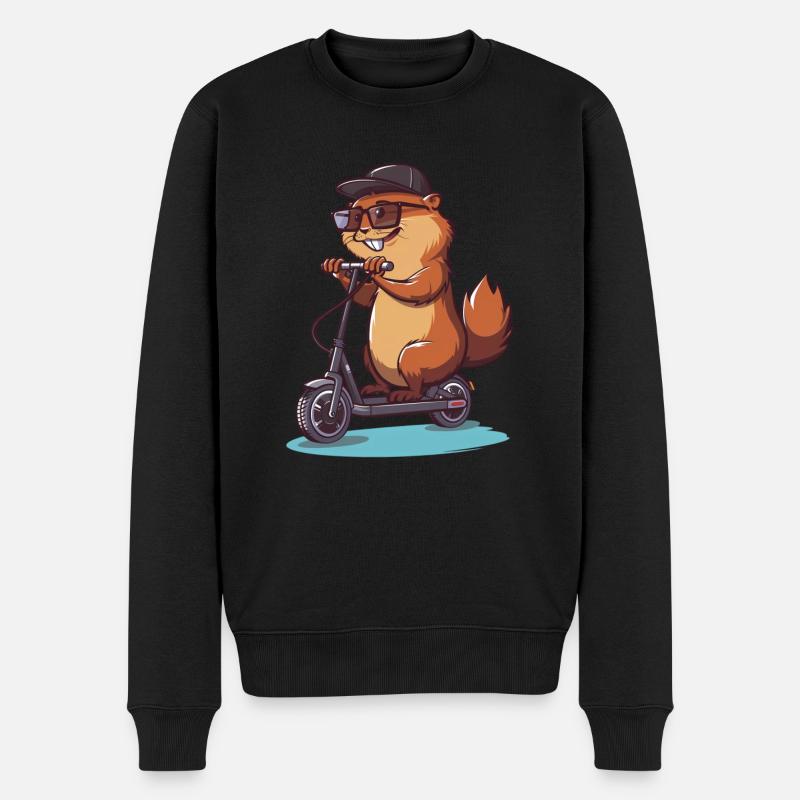 Biber Roller - Männer Premium Bio Pullover - Schwarz