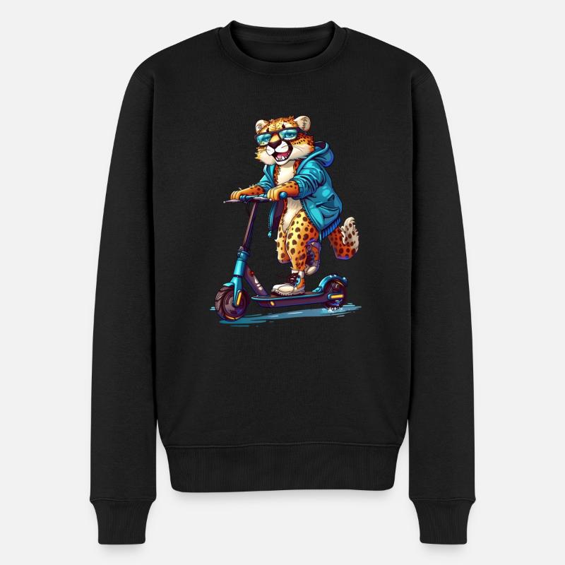 Geparden Roller - Männer Premium Bio Pullover - Schwarz