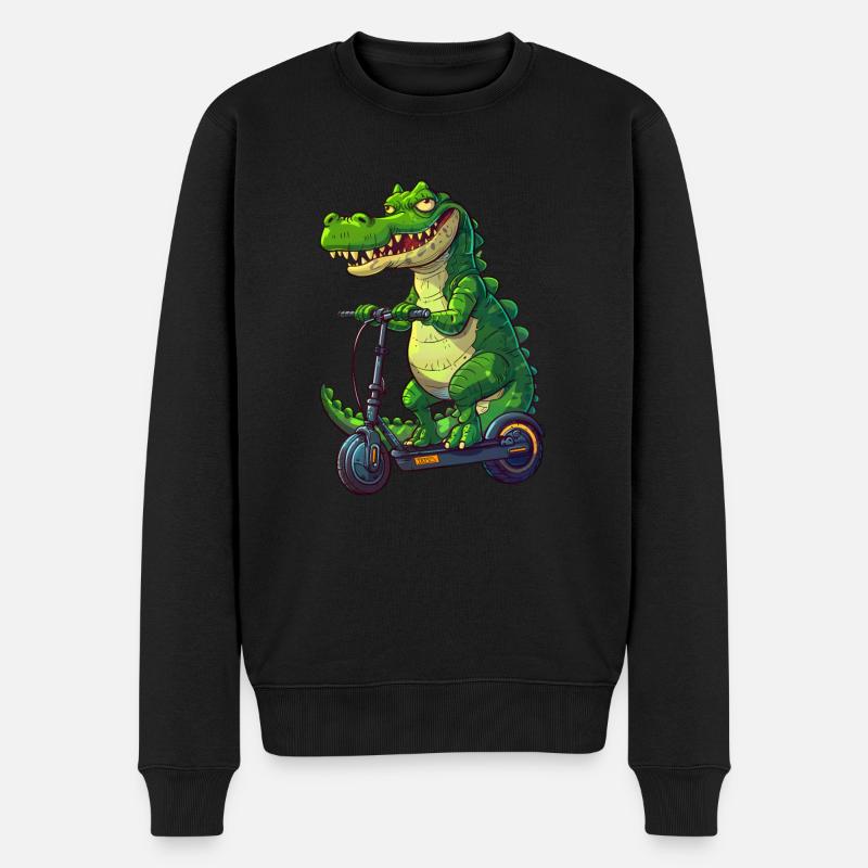 Krokodil roller - Männer Premium Bio Pullover - Schwarz