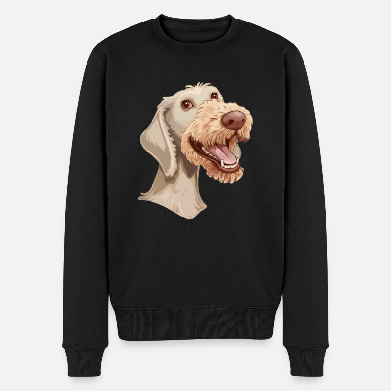 Bedlington Terrier | Cartoon Artwork - Männer Premium Bio Pullover - Schwarz