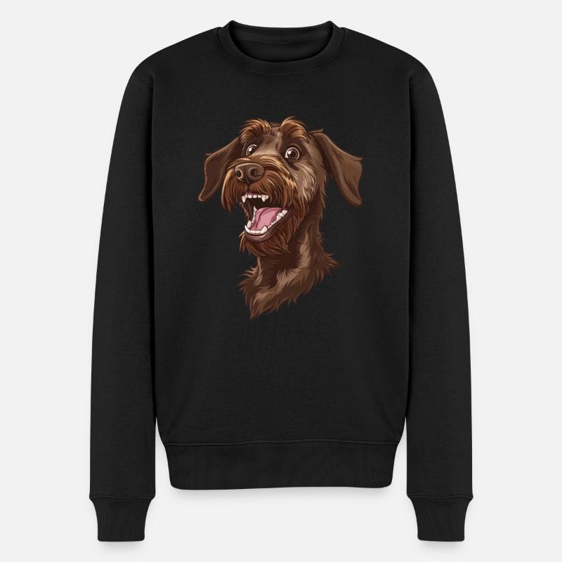Deutsch Stichelhaar | German roughhaired pointer - Männer Premium Bio Pullover - Schwarz