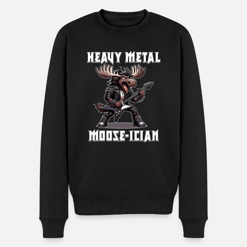 Heavy Metal Elch-ician - Männer Premium Bio Pullover - Schwarz