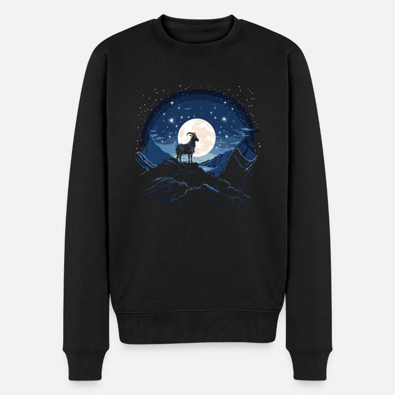 Starry Night Goat Silhouette Constellation Design - Männer Premium Bio Pullover - Schwarz