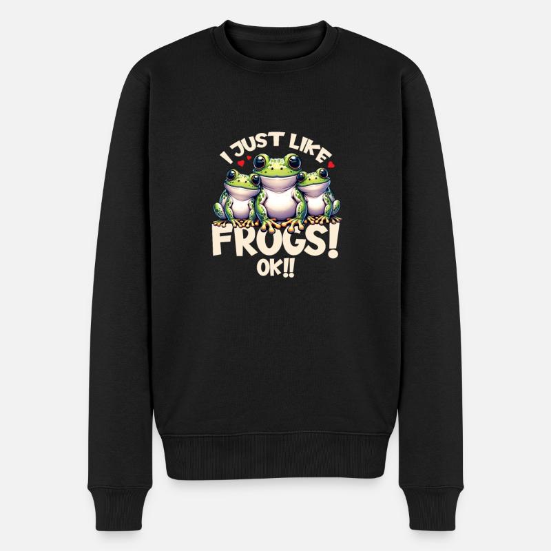 Drei cartoon Frösche - Männer Premium Bio Pullover - Schwarz