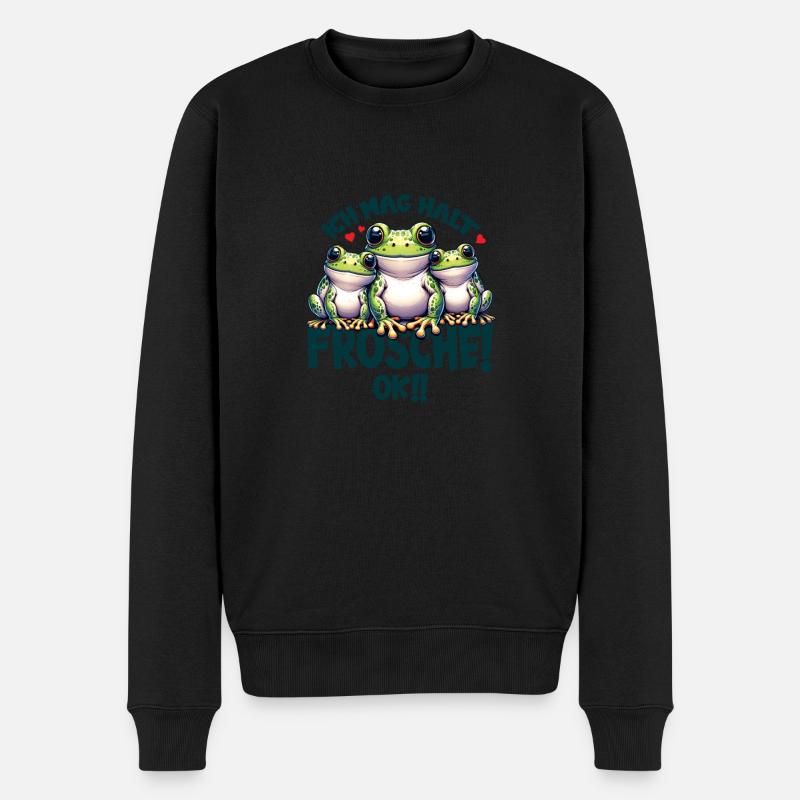 Trois grenouilles comiques drôles - Pull Premium bio Homme - noir