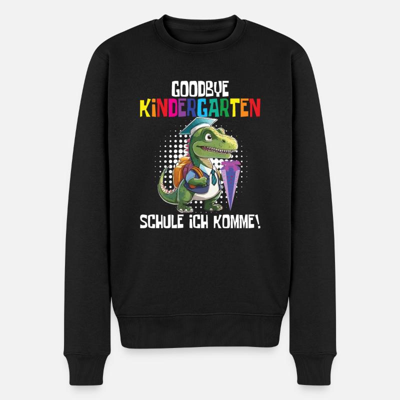 Schültüte Einschulung Dino Schulanfang - Männer Premium Bio Pullover - Schwarz