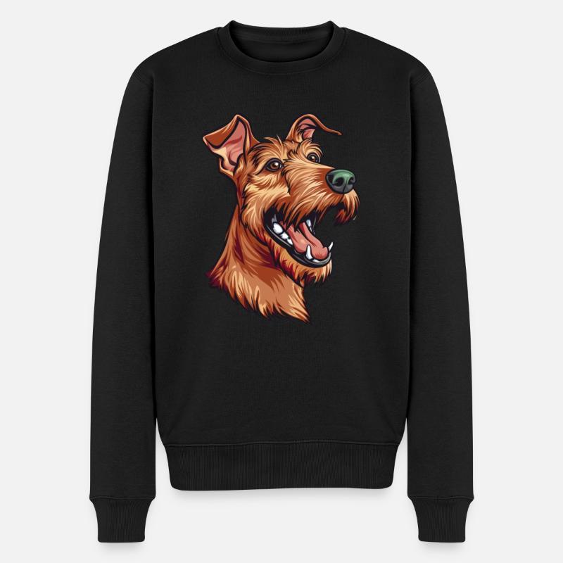 Irish Terrier | Cartoon Artwork - Männer Premium Bio Pullover - Schwarz