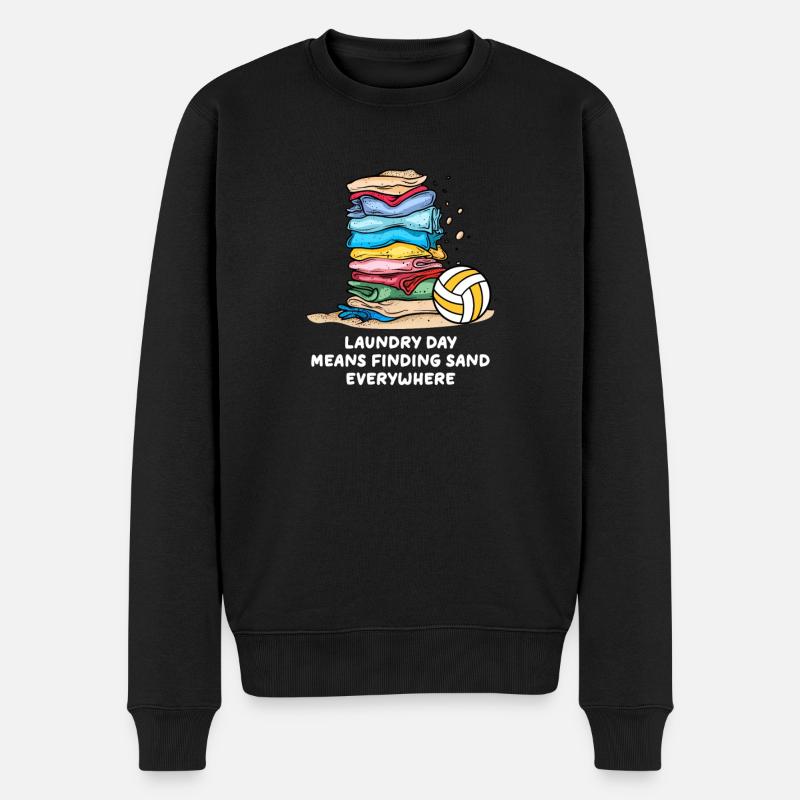 Volleyball Mama Waschtag Überall Sand finden - Männer Premium Bio Pullover - Schwarz