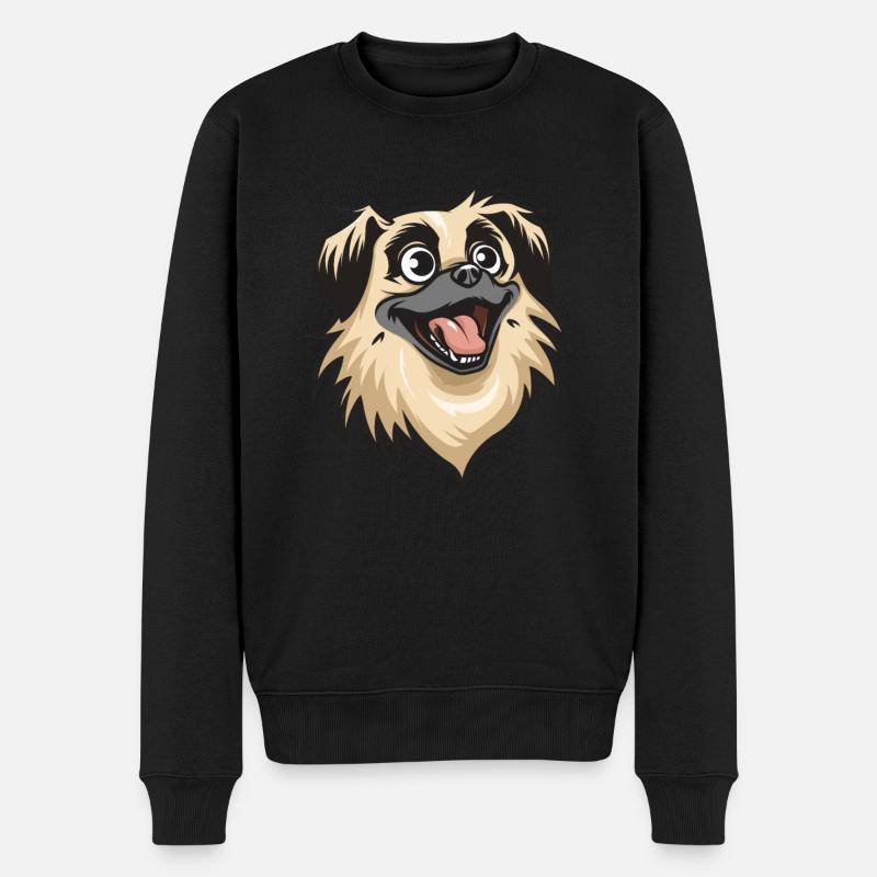 Pekinese | Cartoon Artwork - Männer Premium Bio Pullover - Schwarz