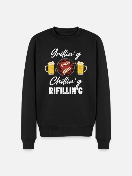 Grillin'g Chillin'g Refilli'n Barbecue Lover - Men's Premium Organic Jumper - black