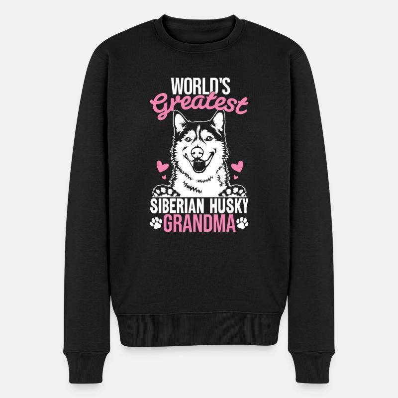 Hund Oma Lustiger Siberian Husky Pawma Pelzhund - Männer Premium Bio Pullover - Schwarz