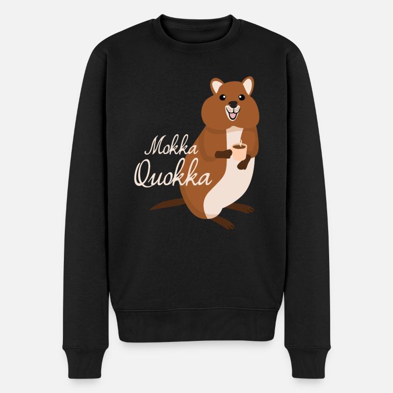 Quokka Coffee Quokkas - Männer Premium Bio Pullover - Schwarz