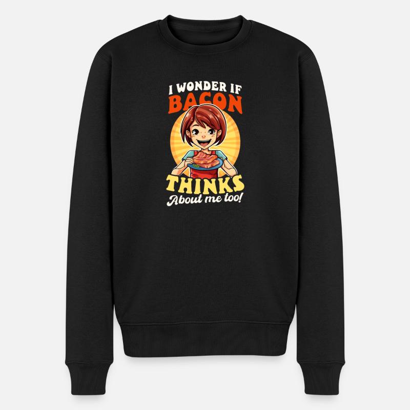 Bacon Bacon denkt an mich - Männer Premium Bio Pullover - Schwarz