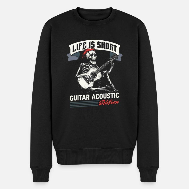 Akustikgitarre - Männer Premium Bio Pullover - Schwarz