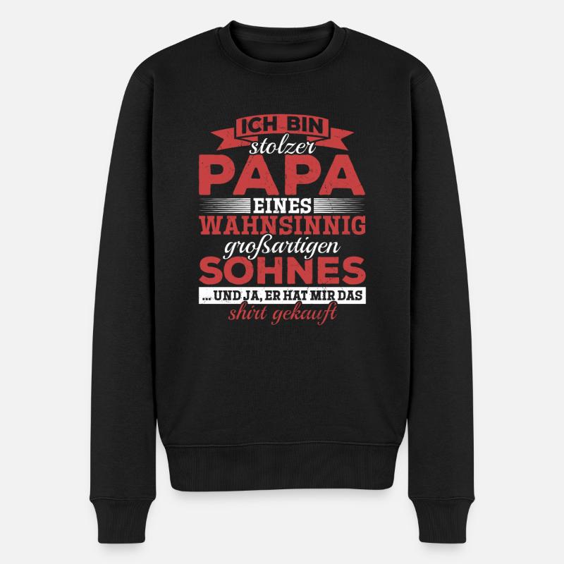 Stolzer Papa T-Shirt Geschenk von Sohn - Männer Premium Bio Pullover - Schwarz