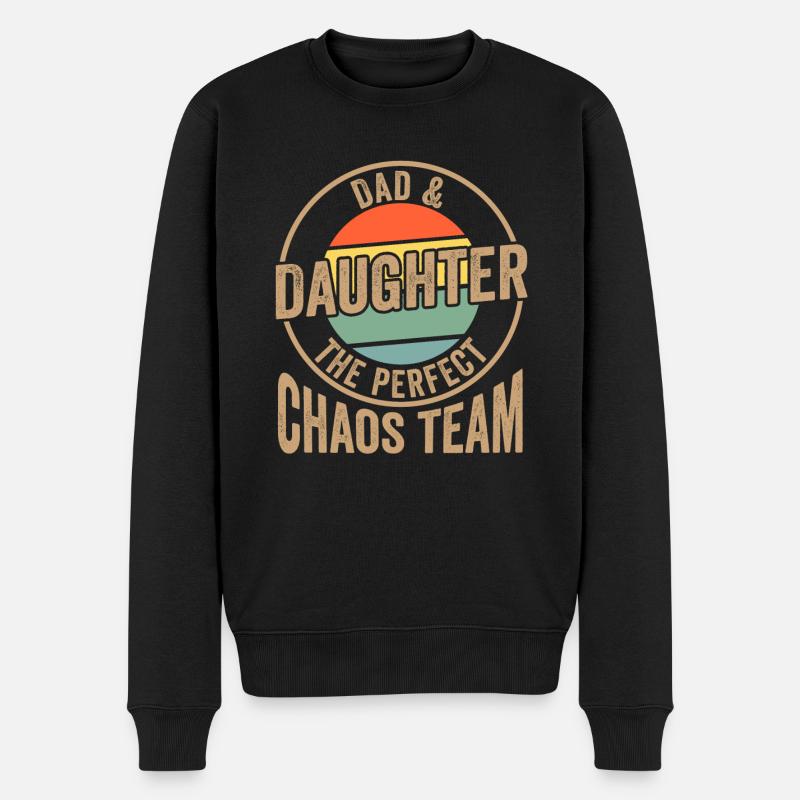 Papa & Tochter Familie Vater Geschenk - Männer Premium Bio Pullover - Schwarz
