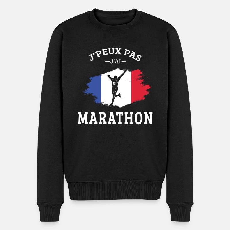 Ich kann nicht Marathonläufer - Männer Premium Bio Pullover - Schwarz
