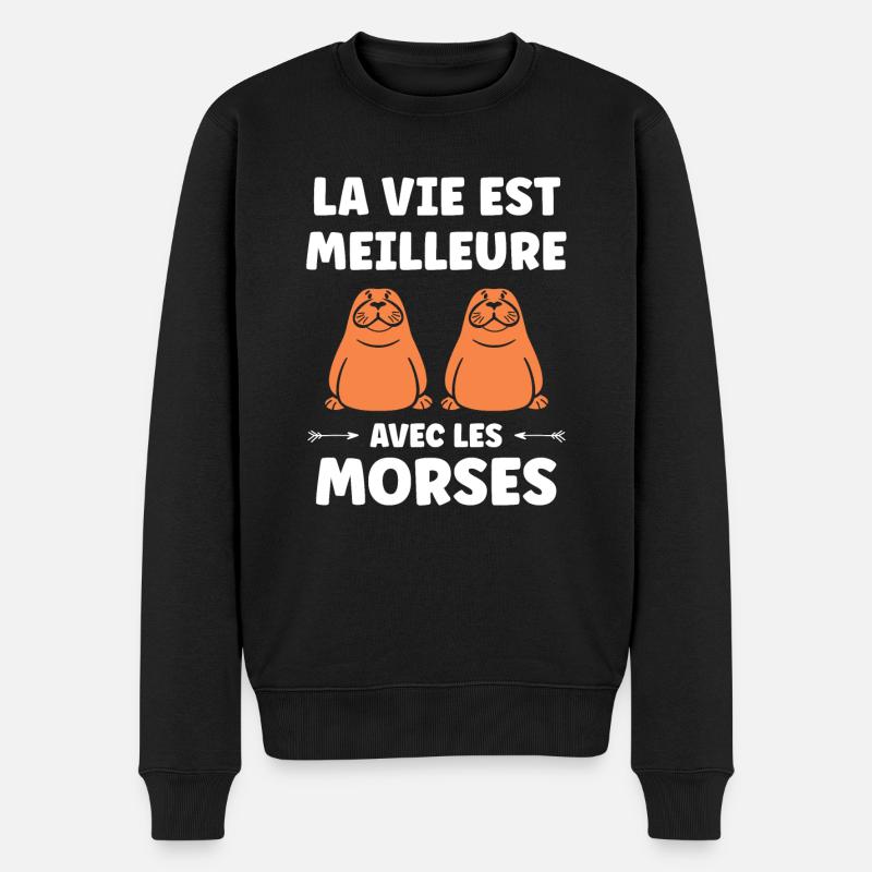 Animal humour Morse - Pull Premium bio Homme - noir