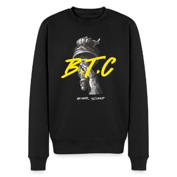Bitcoin Never Sleeps Bitcoin Btc Crypto Currency - Men's Premium Organic Jumper - black - Front - Nico (187cm)