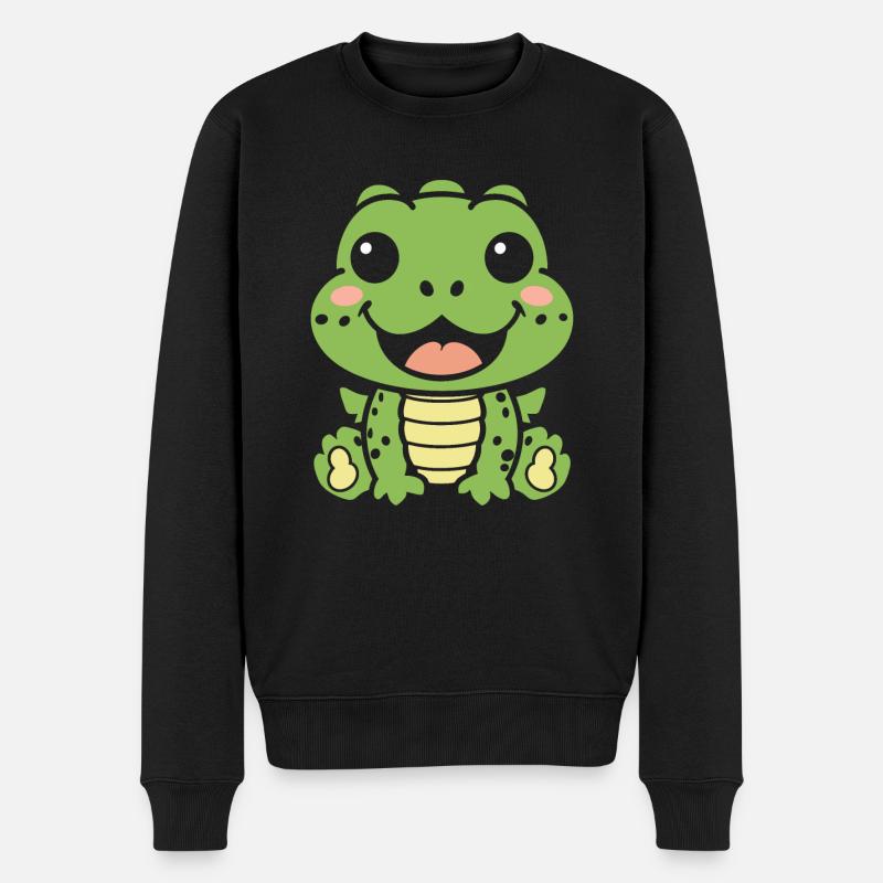 Krokodil - Männer Premium Bio Pullover - Schwarz