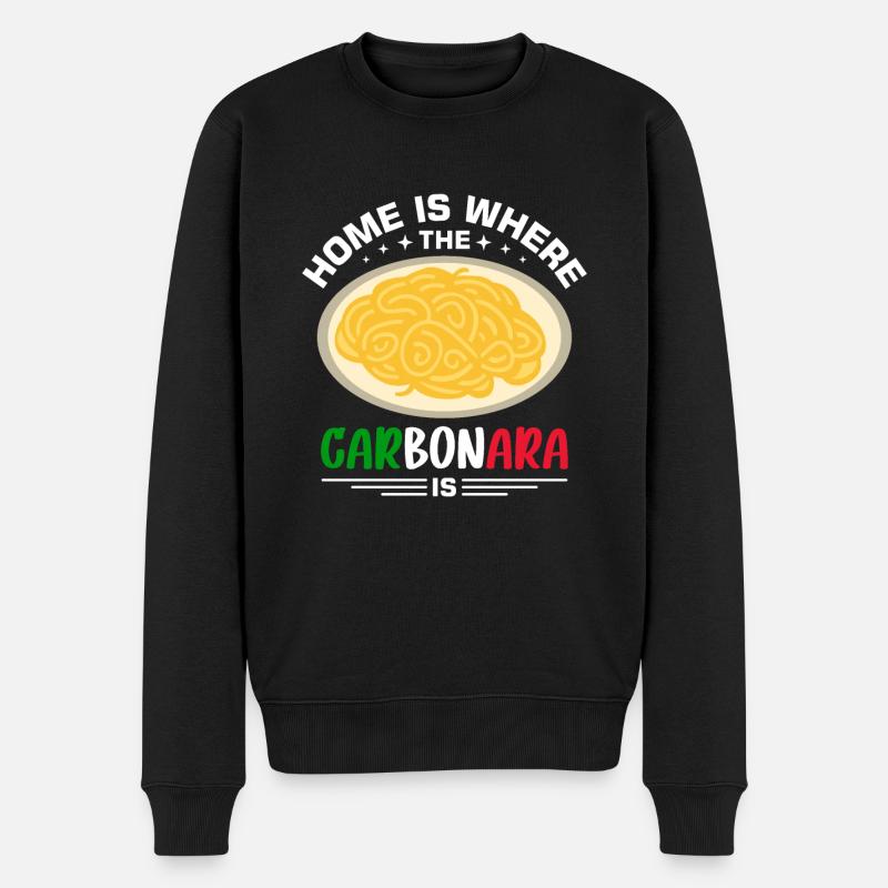 Pâtes Carbonara Italie - Pull Premium bio Homme - noir