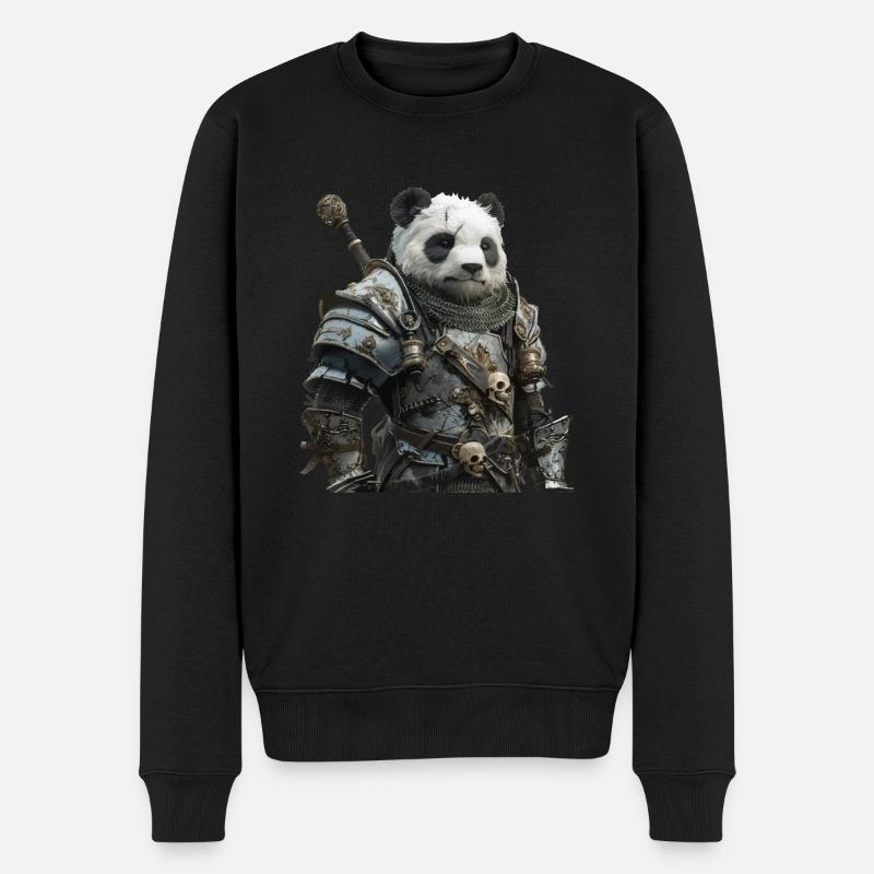 Panda Ritter Mittelalter - Männer Premium Bio Pullover - Schwarz
