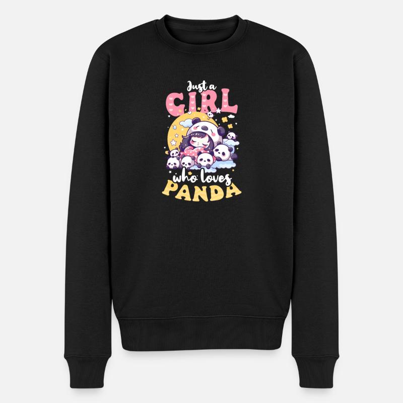 Panda Girl aime les pandas - Pull Premium bio Homme - noir