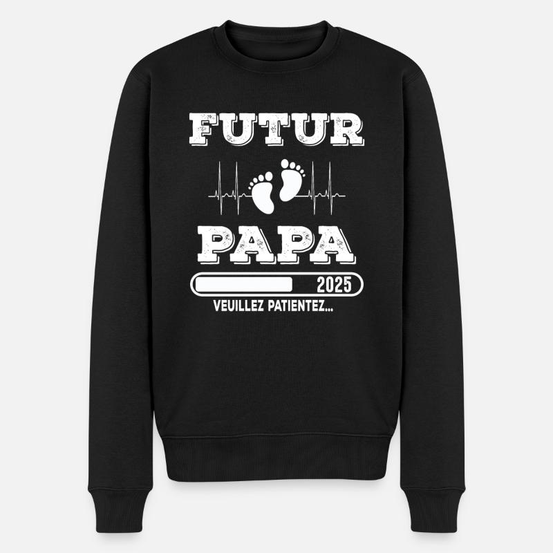 Mann bald zu Papa Ankündigung, Papa Zukunft Geschenk - Männer Premium Bio Pullover - Schwarz