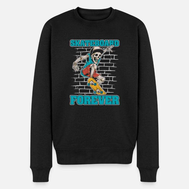 Skateboard Skateur Skeleton - Pull Premium bio Homme - noir
