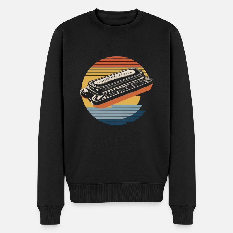 Harmonica Playing Gift - Men's Premium Organic Jumper - black