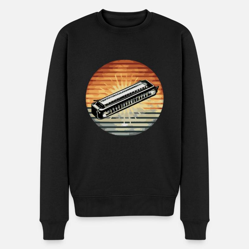 Harmonica Playing Gift - Men's Premium Organic Jumper - black