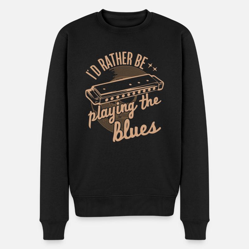 Harmonica Playing Gift - Men's Premium Organic Jumper - black