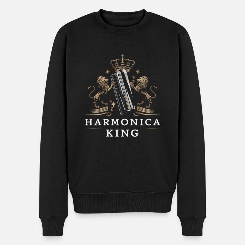 Harmonica Playing Gift - Men's Premium Organic Jumper - black