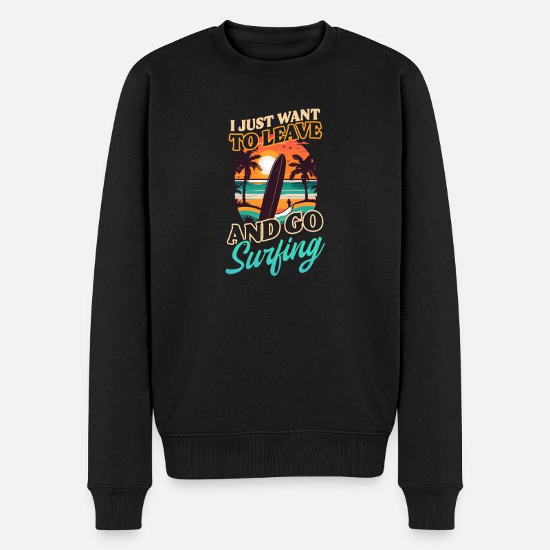 Surfeur veut partir surfer - Pull Premium bio Homme - noir