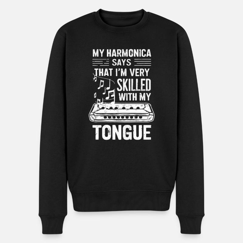 Harmonica Playing Gift - Men's Premium Organic Jumper - black