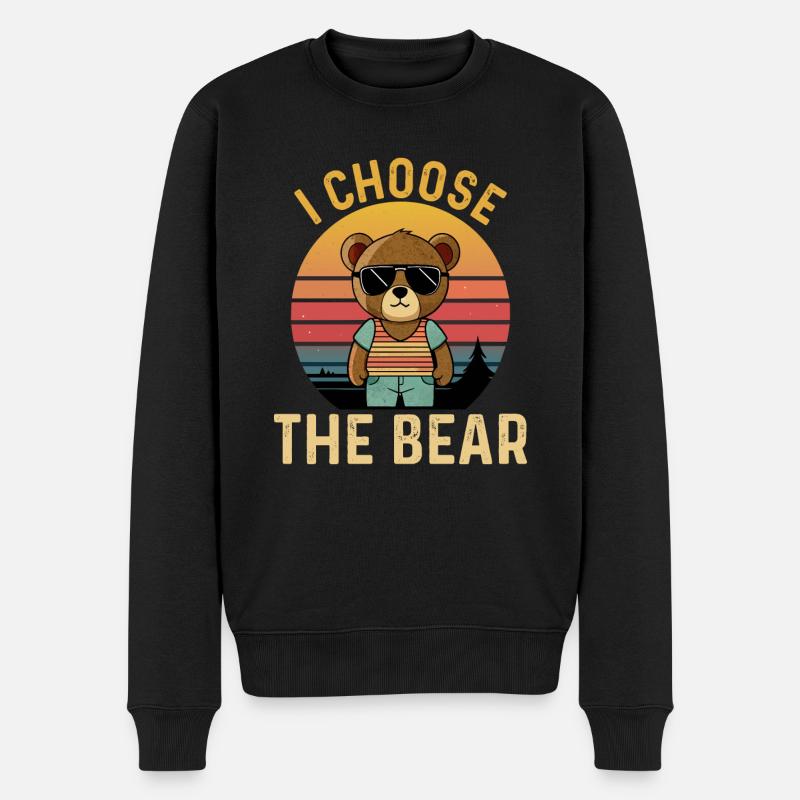I choose the Bear funny Beach Bear - Männer Premium Bio Pullover - Schwarz