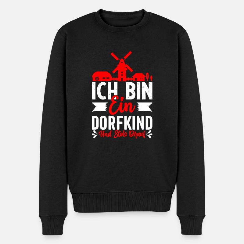 Dorfkind Stolz Drauf - Männer Premium Bio Pullover - Schwarz