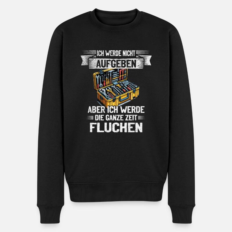 Never give up, swear creatively! - Men's Premium Organic Jumper - black