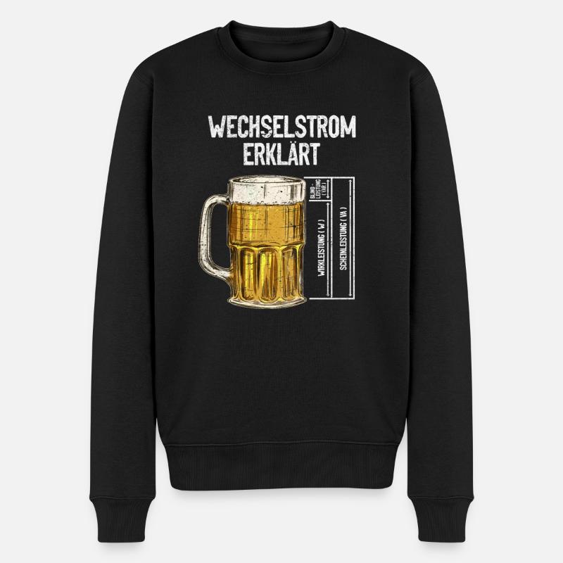 Wechselstrom erklärt Bier Elektriker Technik - Männer Premium Bio Pullover - Schwarz