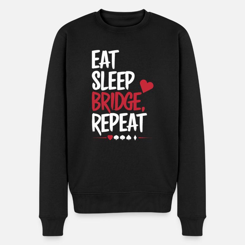 Bridge Kartenspiel Geschenk - Männer Premium Bio Pullover - Schwarz