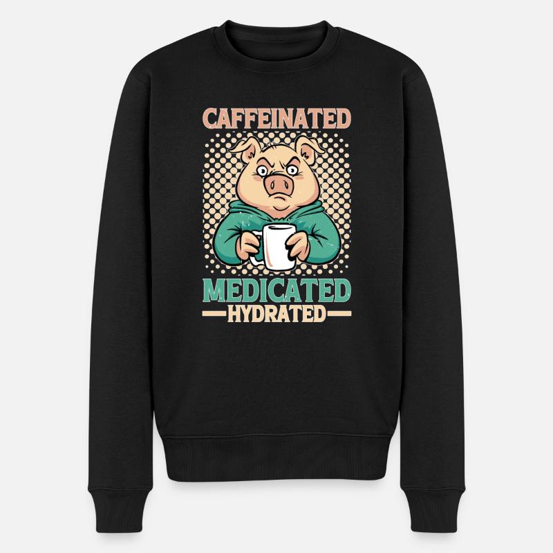 Caffeinated Medicated Hydrated - Männer Premium Bio Pullover - Schwarz