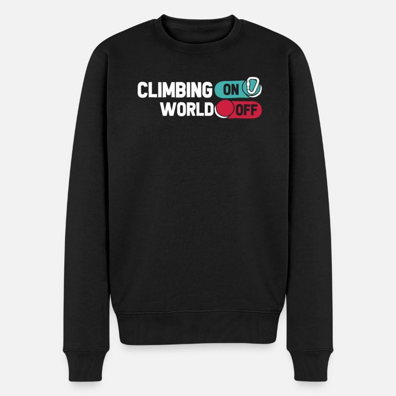 Klettern Kletterer Climbing On World Off - Männer Premium Bio Pullover - Schwarz