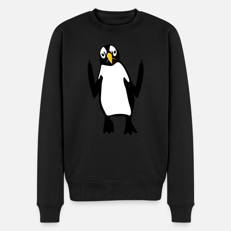 Pingouins Doigt d’honneur Pingouin - Pull Premium bio Homme - noir