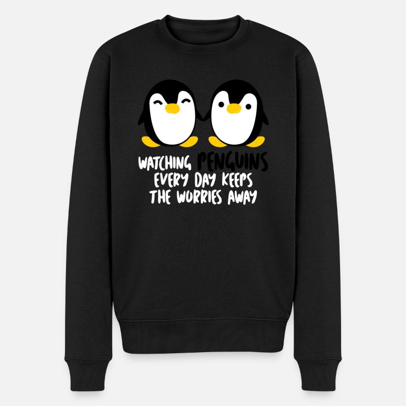 Penguins - Männer Premium Bio Pullover - Schwarz