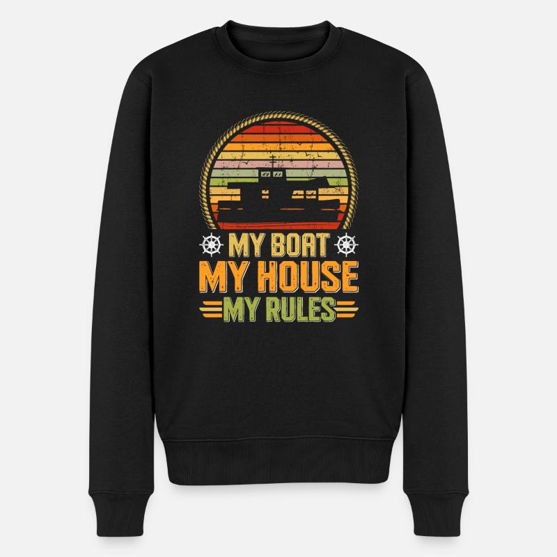 Witziger Hausboot Spruch - Männer Premium Bio Pullover - Schwarz