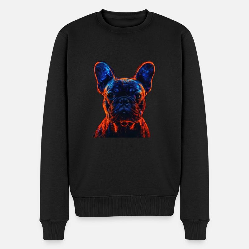 Bouledogue français rouge et bleu - Pull Premium bio Homme - noir